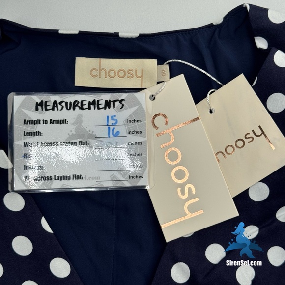 1160 NWT Choosy Infinity Wrap Top – Size Small – Navy/White Polka Dot - Picture 12 of 13